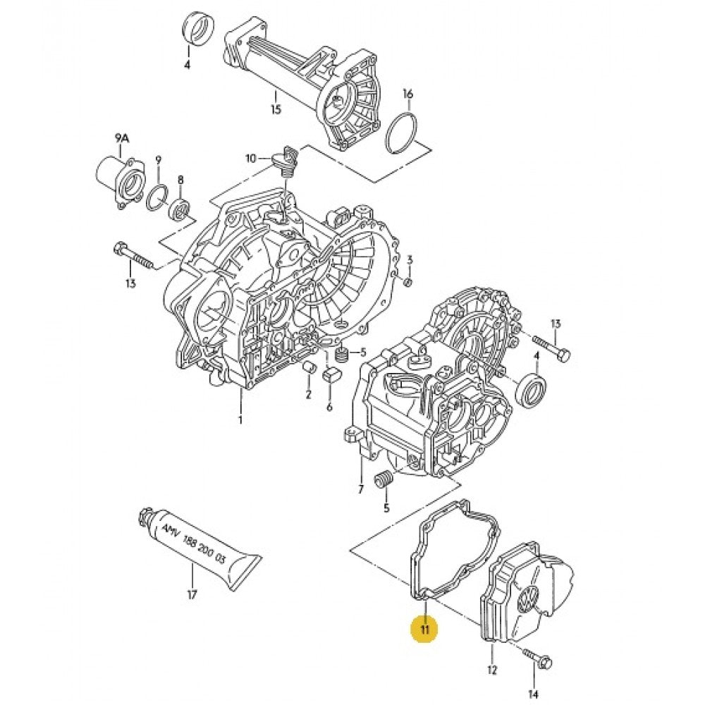 WV-02A-301-215A Transmission Cover Gasket Manual Transmission 92-97
