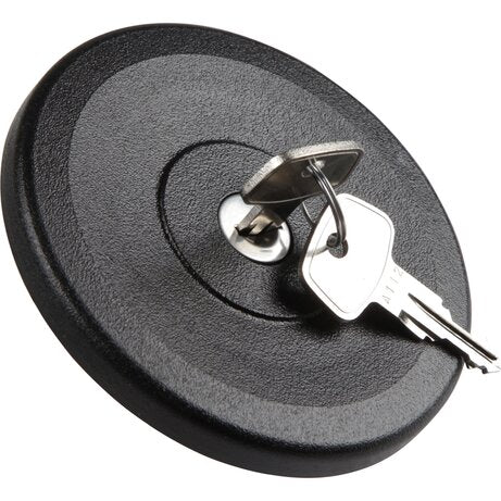 WV-251-201-551C Fuel tank cap, lockable, with keys. Made of black plastic