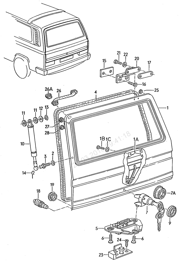 WV-361-827-527 Rear hatch lock seal/ Joint de serrure de hayon arrière