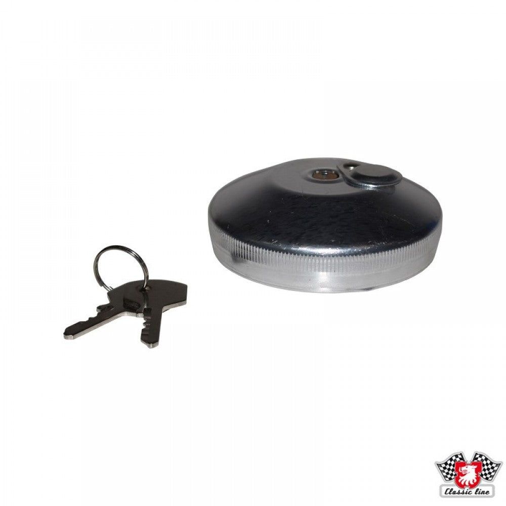 WV-211-201-551C Fuel tank cap. lockable. with keys and seal. metal. polished 08/67-07/71