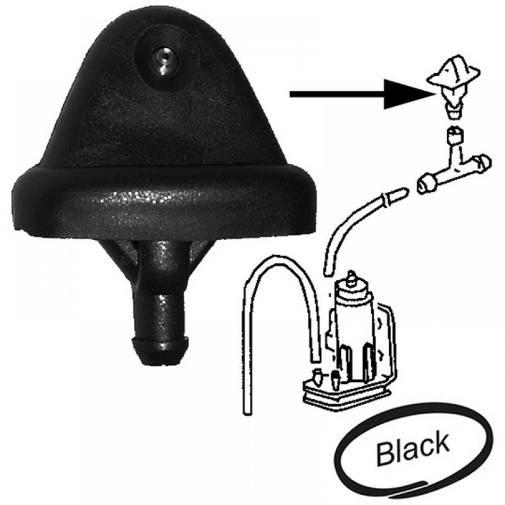 WV-211-955-993 Washer jet, 1 nozzle, black plastic