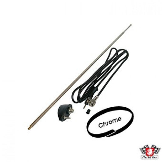 WV-111-999-901A Antenna, one side mount, old style, chrome with black base, lenght 1400 mm