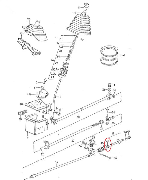 WV-251-711-227 Guide ring for shift rod, rear 80-82