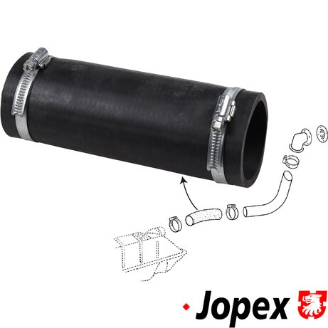 WV-261-201-125 Hose for fuel filler neck with 2 clamps, Ø55 mm, L=180 mm