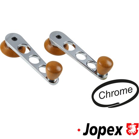 WV-321-837-581 Window winder handle set, chrome with walnut trim