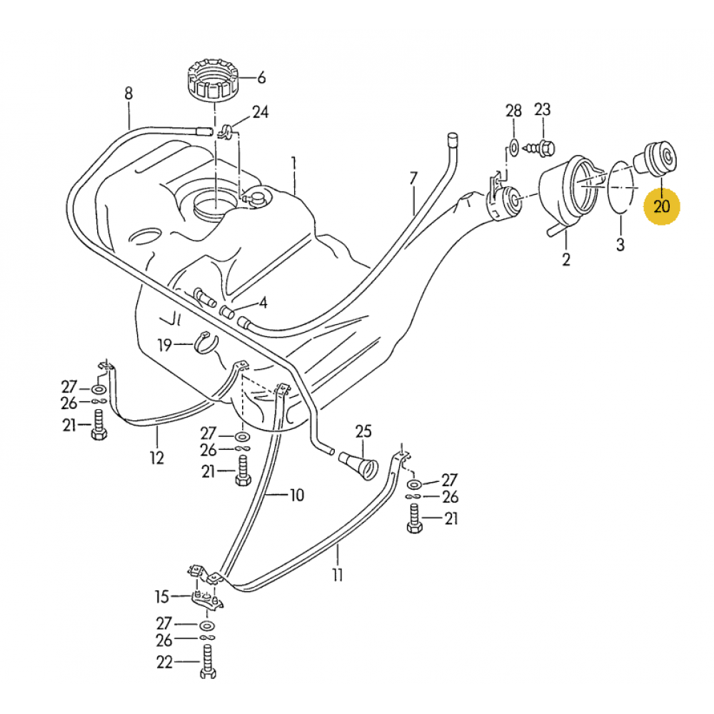 WV-7D0-201-551 Fuel tank cap with lock