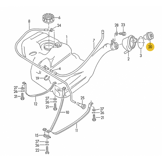 WV-7D0-201-551 Fuel tank cap with lock