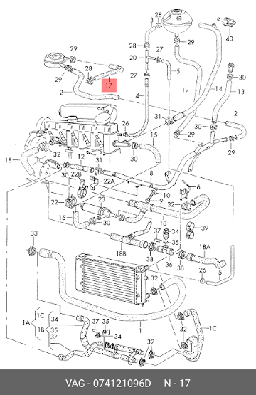 WV-074-121-096D Coolant Hose From Oil Cooler To Block